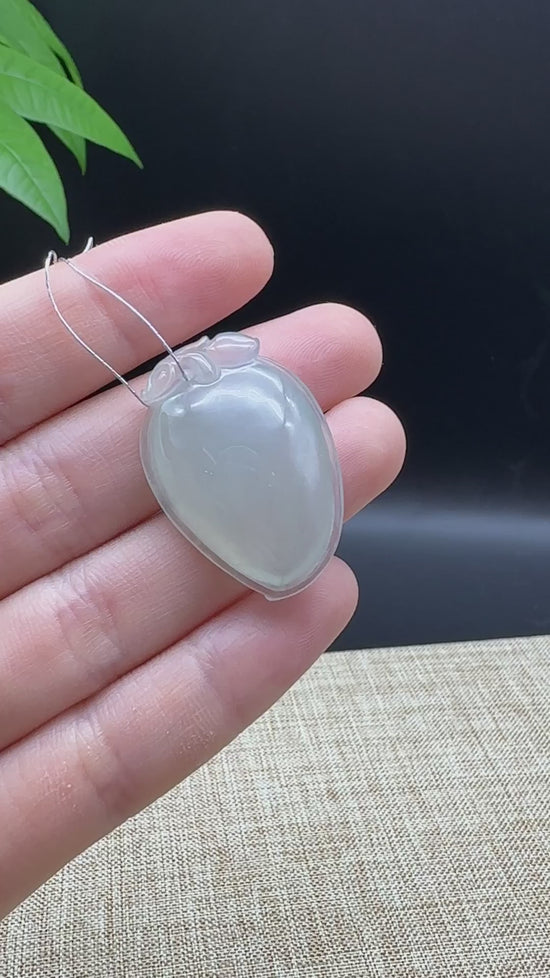 Load and play video in Gallery viewer, Natural Ice Green Jadeite Jade Shou Tao ( longevity Peach ) Necklace
