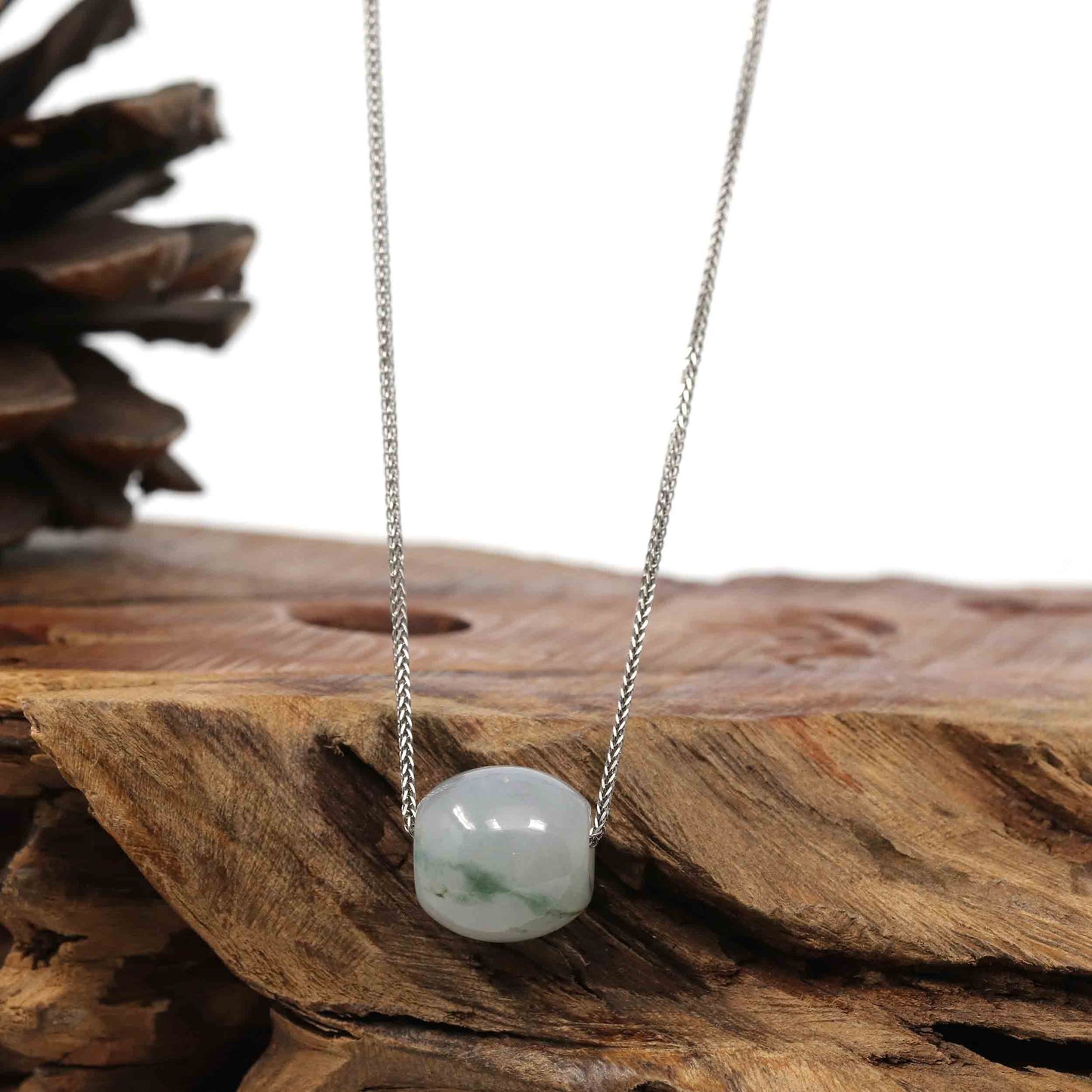 Jade Pendant Necklace Copy of  "Good Luck Button" Necklace Real Ice Blue Green Jade Lucky TongTong Pendant Necklace