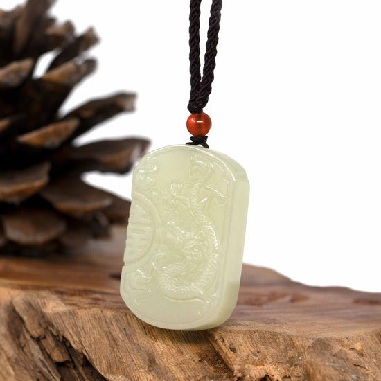 RealJade® "Dragon & Phoenix" Genuine HeTian White Nephrite Jade Pendant Necklace
