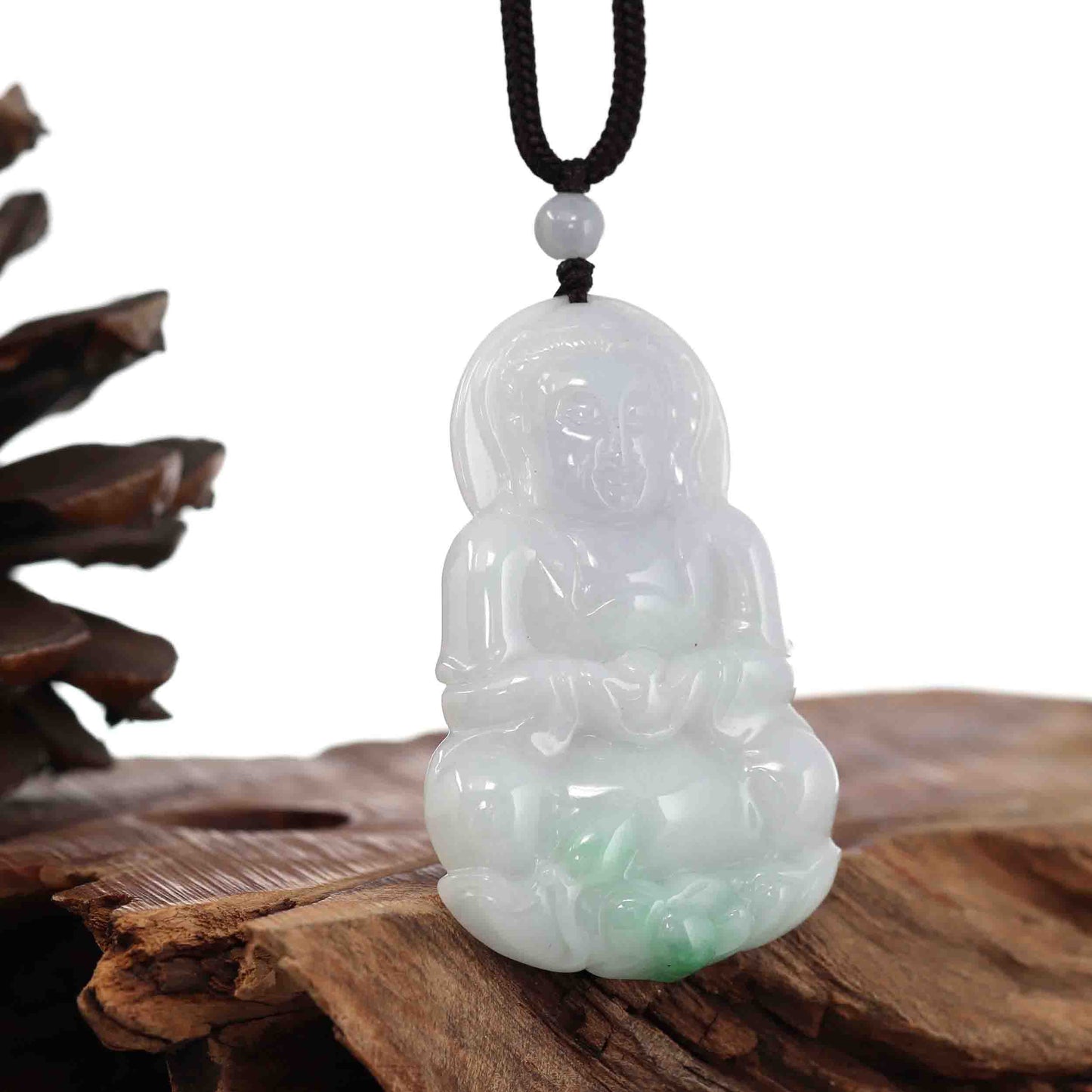 RealJade® "Goddess of Compassion" Genuine Burmese Jadeite Jade Guanyin Lotus Necklace
