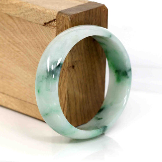 RealJade® Co. Genuine Burmese Green Jadeite Jade Oval Bangle (59.26 mm) #342