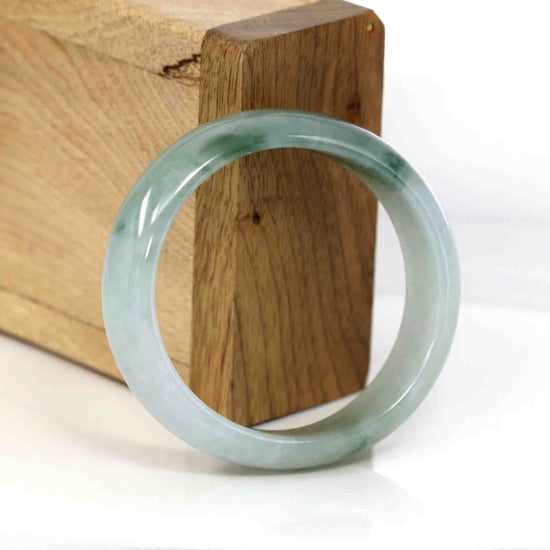 Genuine Burmese Ice Blue Oval Jadeite Jade Bangle (50.95 mm) #335