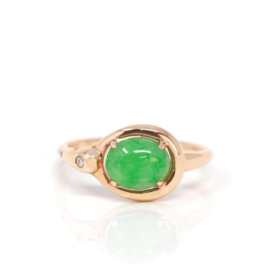 RealJade® "Daria" 18k Rose Gold Natural Imperial Jadeite Engagment Ring
