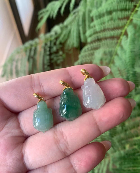 "Live" 18K Yellow Gold Custom Turtle Pendant Simple Bail X 3