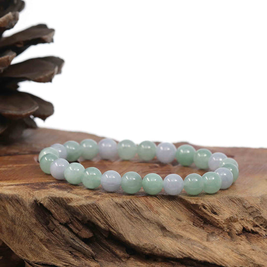 Natural Jadeite Jade Round Green Beads Bracelet ( 7.5 mm )