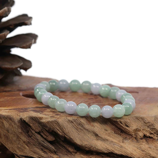 Natural Jadeite Jade Round Green Beads Bracelet ( 7.5 mm )