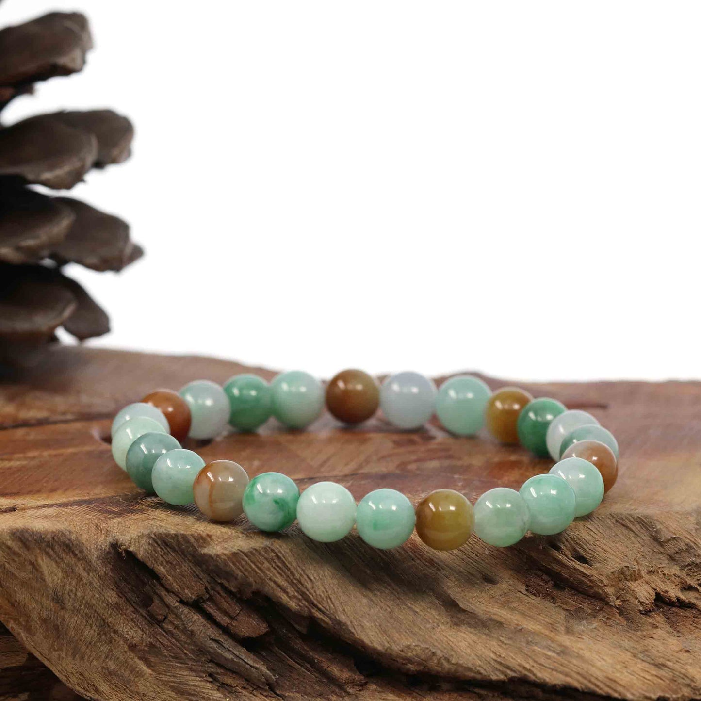 Genuine Jadeite Jade Round Multiple Colors Beads Bracelet ( 8 mm)