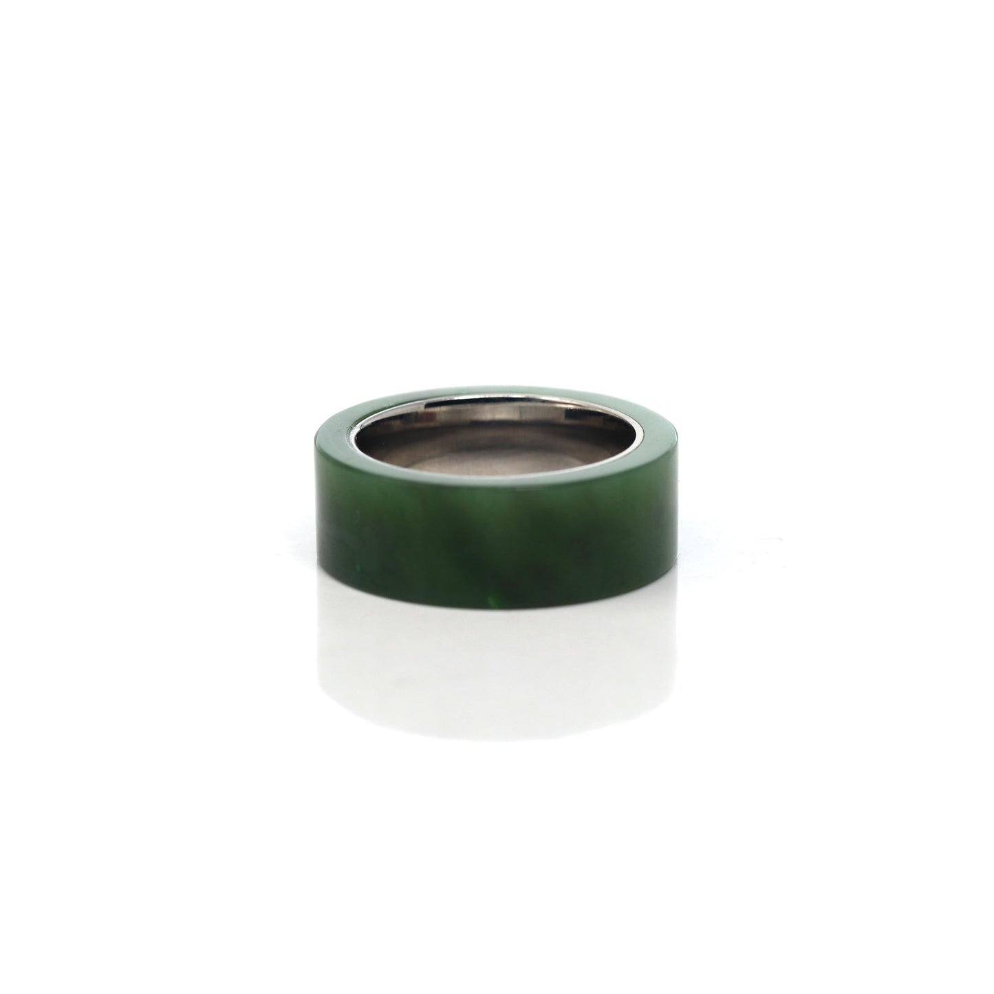 RealJade® Co. RealJade® Co. "Signature Signet" Stainless Steel Real Green Nephrite Jade Classic Men's Band