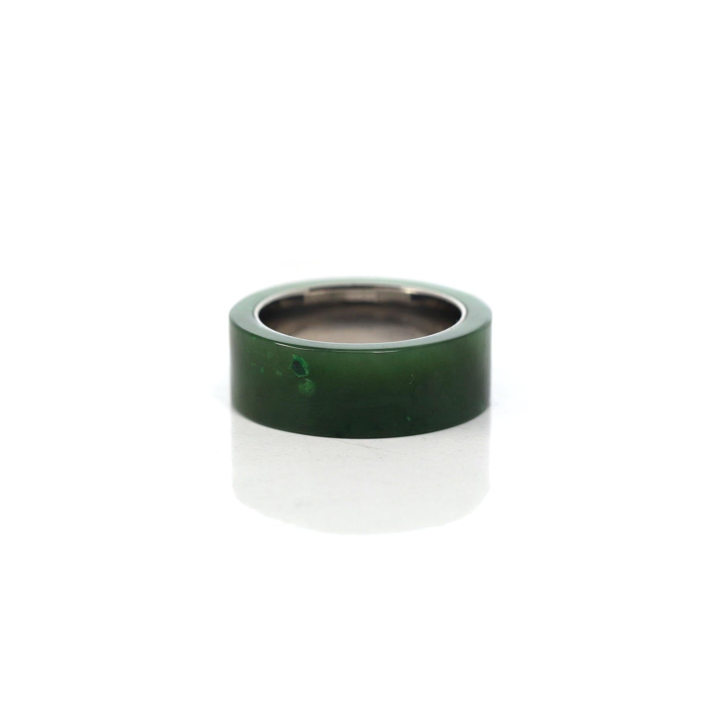 RealJade® Co. RealJade® Co. "Signature Signet" Stainless Steel Real Green Nephrite Jade Classic Men's Band