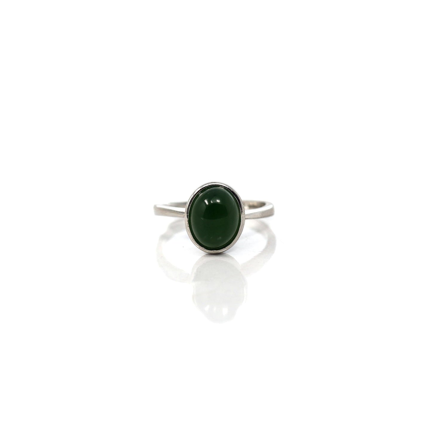 RealJade® Co. RealJade® Co. "Classic Oval" Sterling Silver Deep Green Nephrite Jade Classic Ring For Her