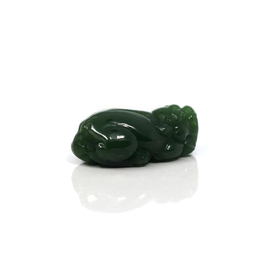 RealJade® Co. RealJade® Co. Pi Xiu Genuine Green Nephrite Jade PiXiu Pendant Necklace (FengShui Lucky)