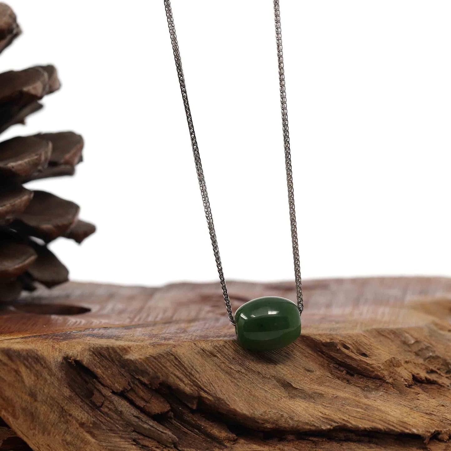 RealJade® Co. RealJade® Co. "Good Luck Button" Necklace Nephrite Green Jade Lucky TongTong Pendant Necklace