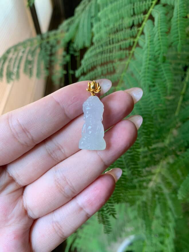 "Live" Natural Icy Baby Buddha Jadeite Jade Pendant (10/02/25)