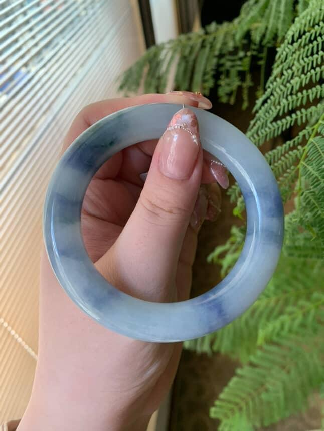 "Live" Natural High End Icy Smooth Texture Jadeite Jade Tradition Round Bangle (GIA Included/ Resizing) (09/17/25)