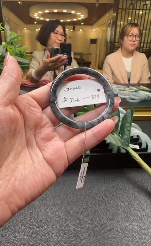 "Live" Natural Wuji Jadeite Jade Traditional Bangle(11/07/25)