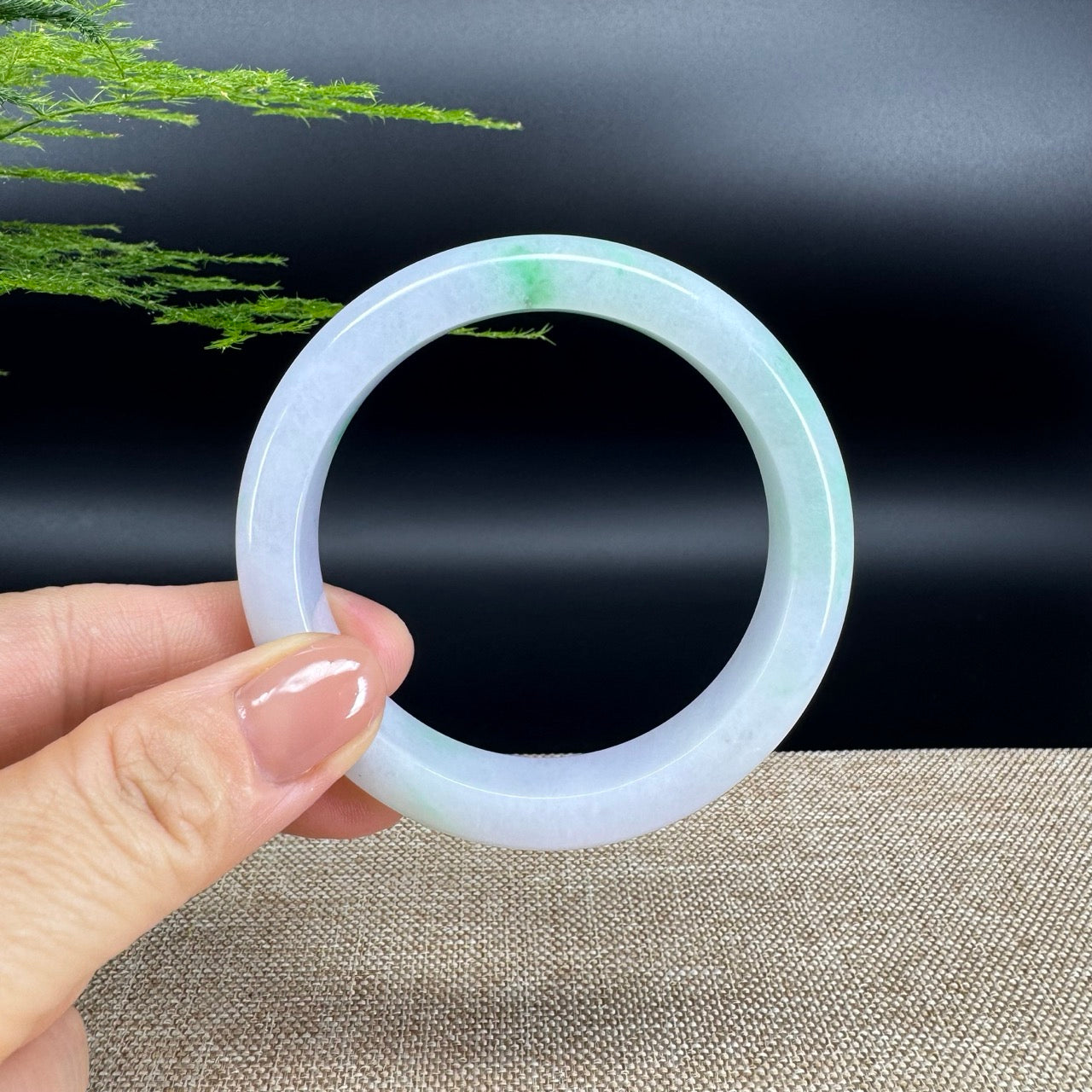 Genuine Burmese Lavender Green Jade Jadeite Bangle Bracelet ( 55.5mm )
