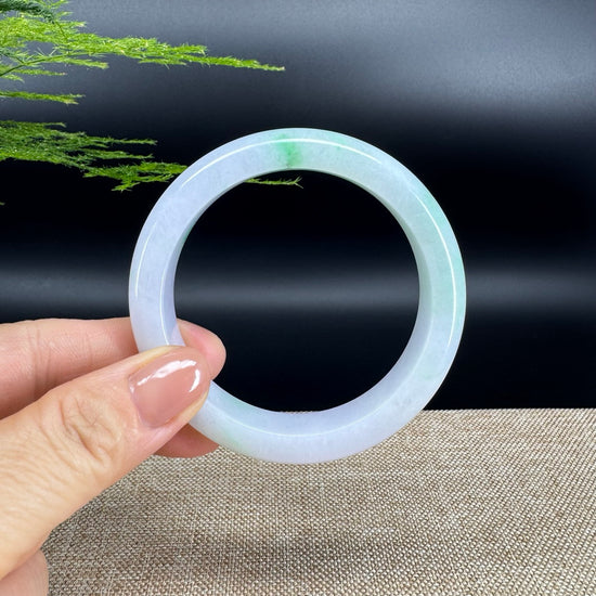 Genuine Burmese Lavender Green Jade Jadeite Bangle Bracelet ( 55.5mm )
