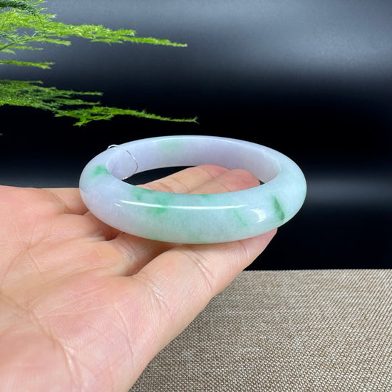 Genuine Burmese Lavender Green Jade Jadeite Bangle Bracelet ( 55.5mm )