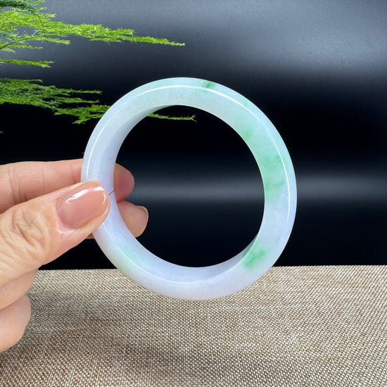 Genuine Burmese Lavender Green Jade Jadeite Bangle Bracelet ( 55.5mm )