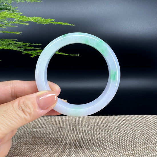 Genuine Burmese Lavender Green Jade Jadeite Bangle Bracelet ( 55.5mm )