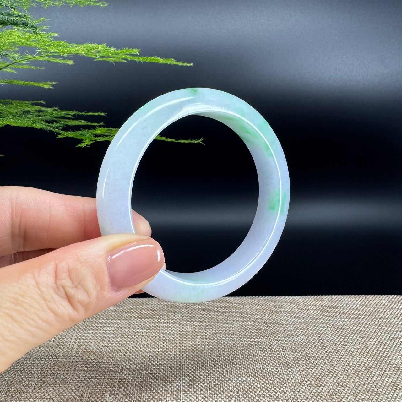 Genuine Burmese Lavender Green Jade Jadeite Bangle Bracelet ( 55.5mm )
