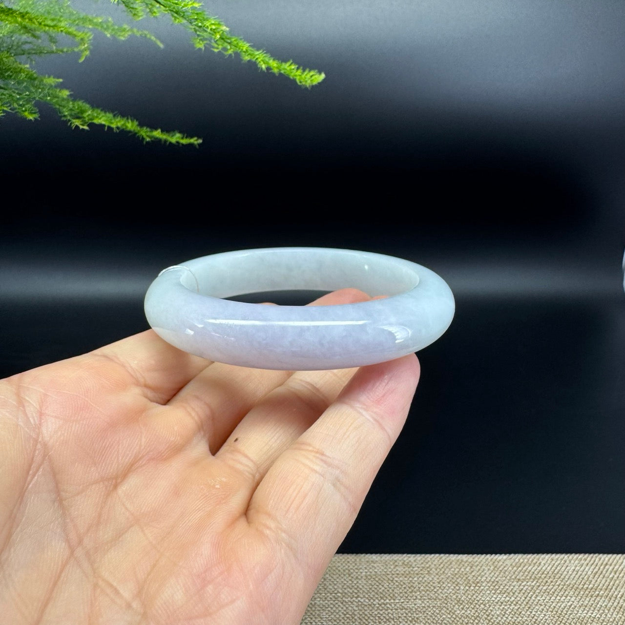 Genuine Burmese Lavender Green Jade Jadeite Bangle Bracelet ( 56.5mm )