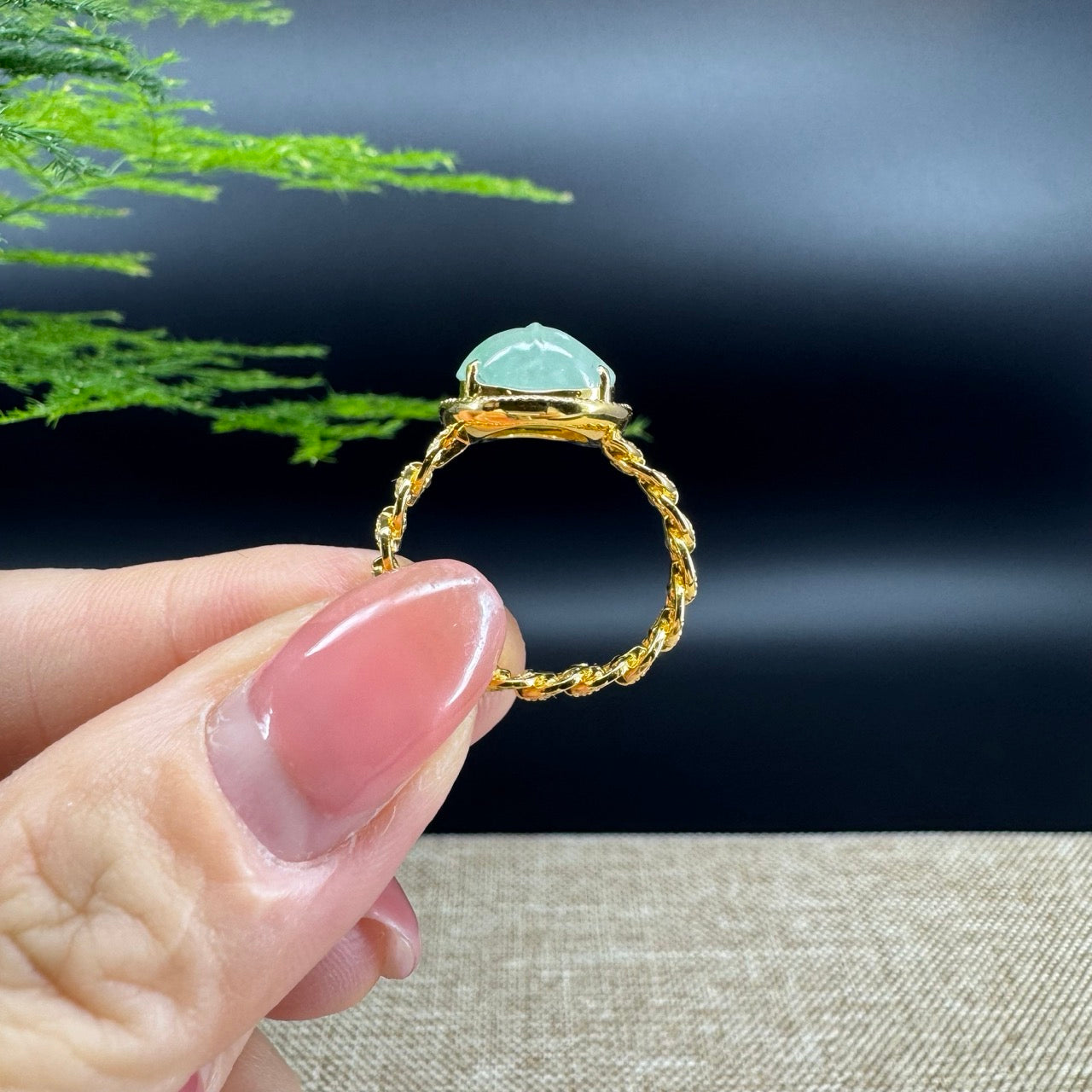RealJade® "Signature Signet" 18K Yellow Gold Icy Green Jadeite Jade  PiXiu Ring