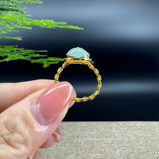 RealJade® "Signature Signet" 18K Yellow Gold Icy Green Jadeite Jade  PiXiu Ring