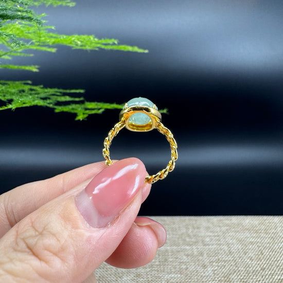 RealJade® "Signature Signet" 18K Yellow Gold Icy Green Jadeite Jade  PiXiu Ring