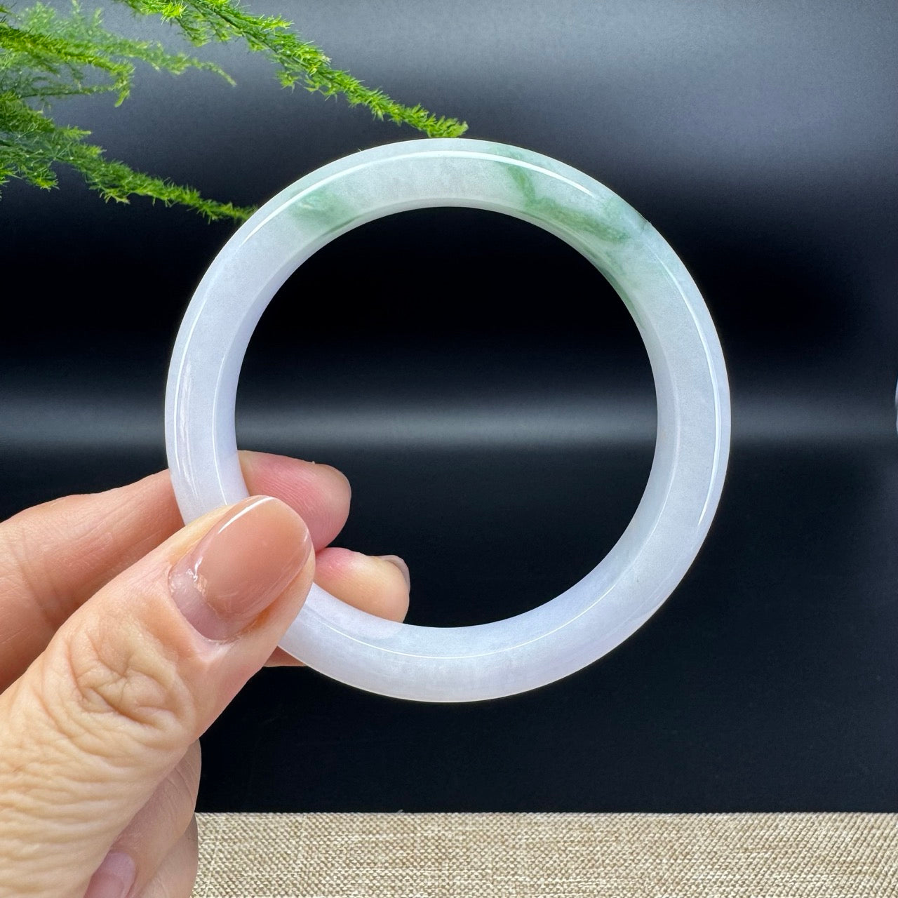 Genuine Burmese Lavender Green Jade Jadeite Bangle Bracelet ( 56.7mm )