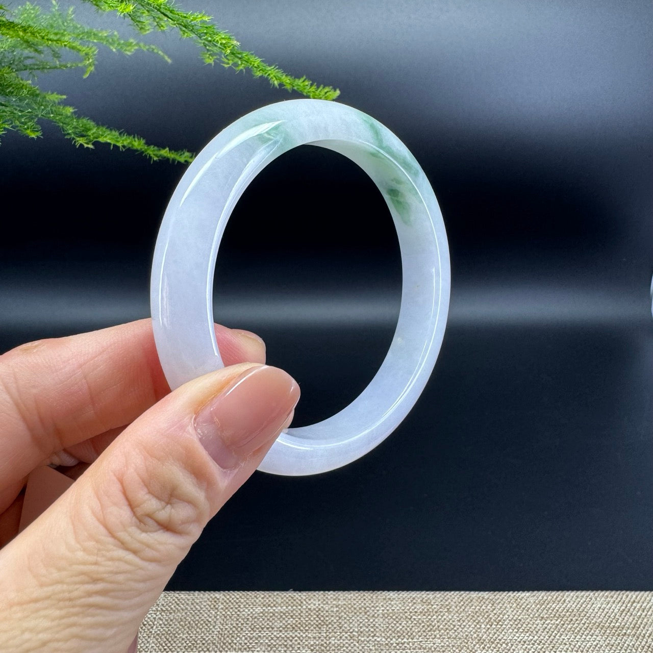 Genuine Burmese Lavender Green Jade Jadeite Bangle Bracelet ( 56.7mm )