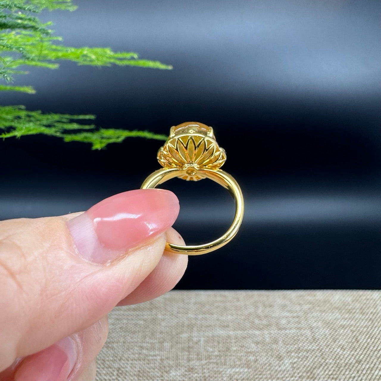 RealJade® "Signature Signet" 18K Yellow Gold Honey Yellow Jadeite Jade Diamonds  Pig Ring