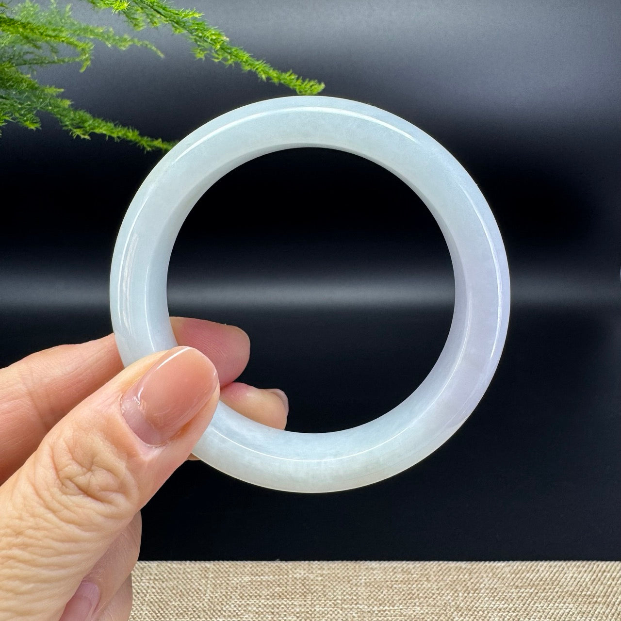 Genuine Burmese Lavender Green Jade Jadeite Bangle Bracelet ( 56.4mm )