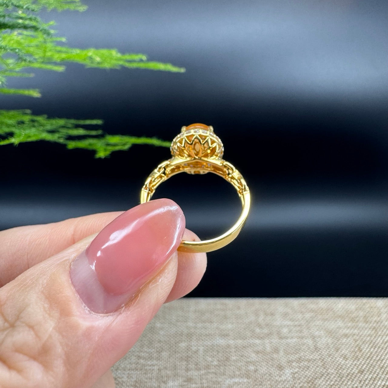 RealJade® "Signature Signet" 18K Yellow Gold Honey Yellow Jadeite Jade Classic Ring