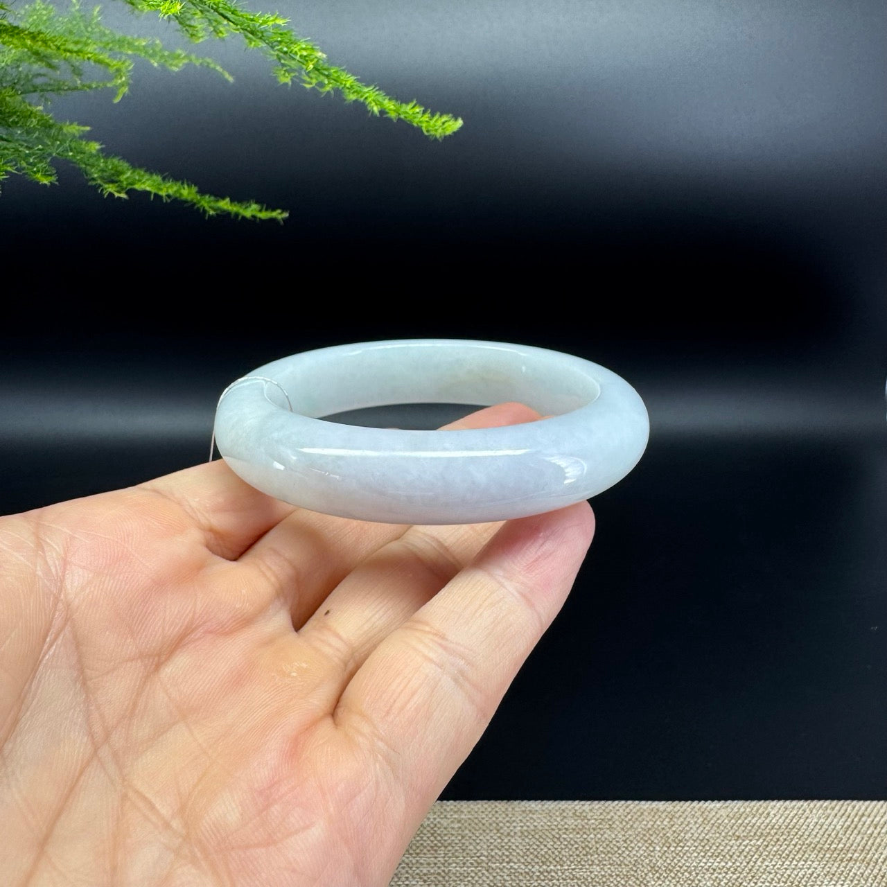 Genuine Burmese Lavender Green Jade Jadeite Bangle Bracelet ( 56.4mm )