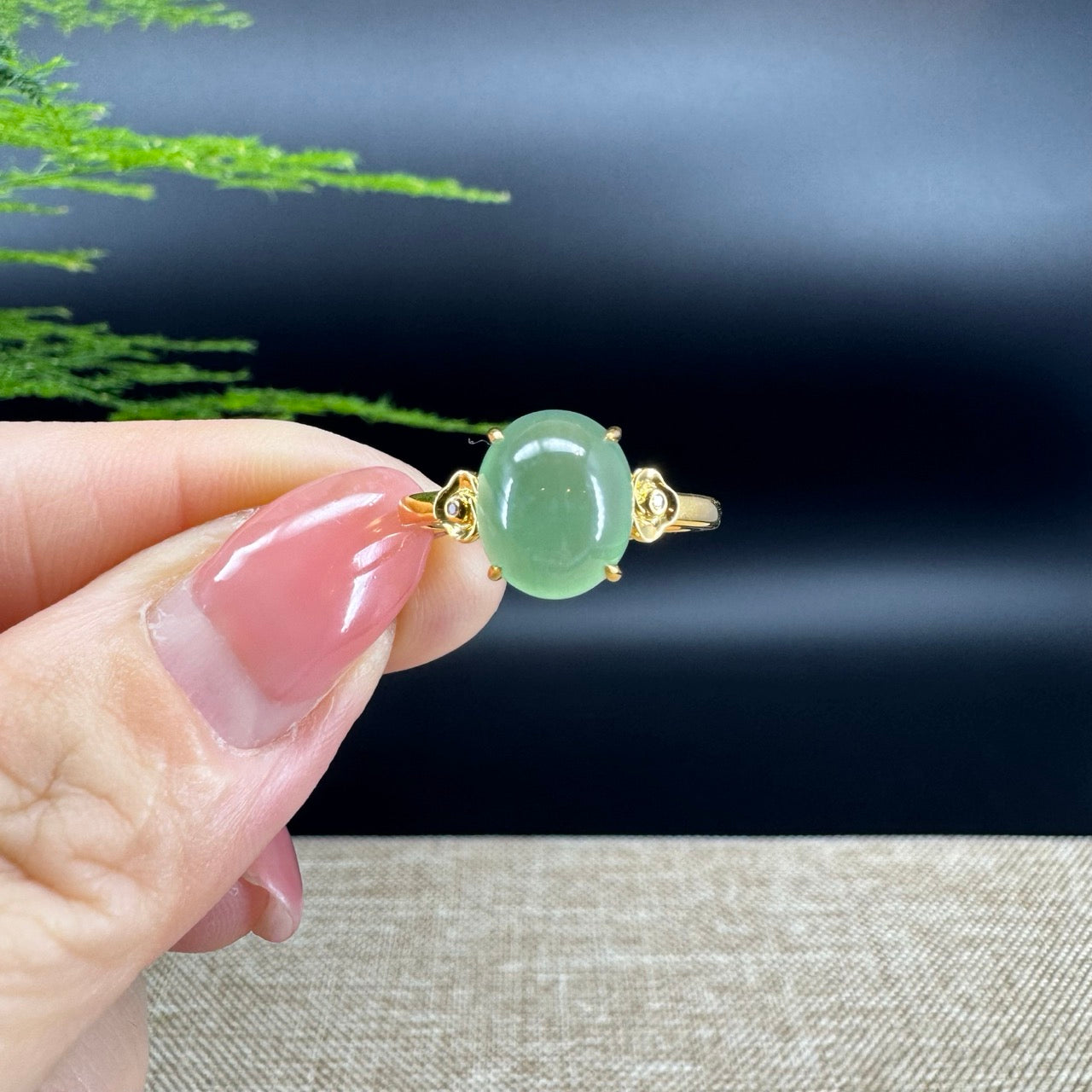 RealJade® "Signature Signet" 18K Yellow Gold Apple Green Jadeite Jade Diamonds  Ring