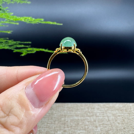 RealJade® "Signature Signet" 18K Yellow Gold Apple Green Jadeite Jade Diamonds  Ring