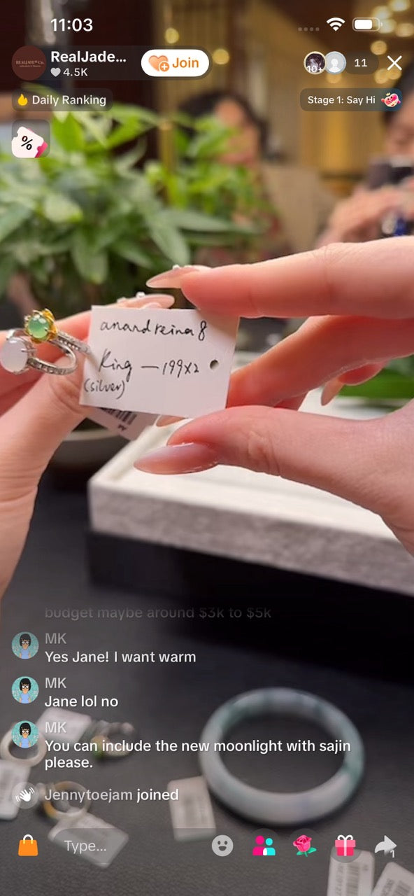 "Live" Jadeite Jade Silver Ring X2 (11/07/25)