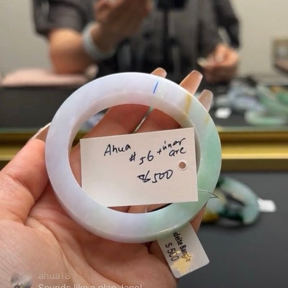"Live" Natural Light Lavender & Green Jadeite Jade Comfor Fit  Bangle(Final)(06/07/2026)