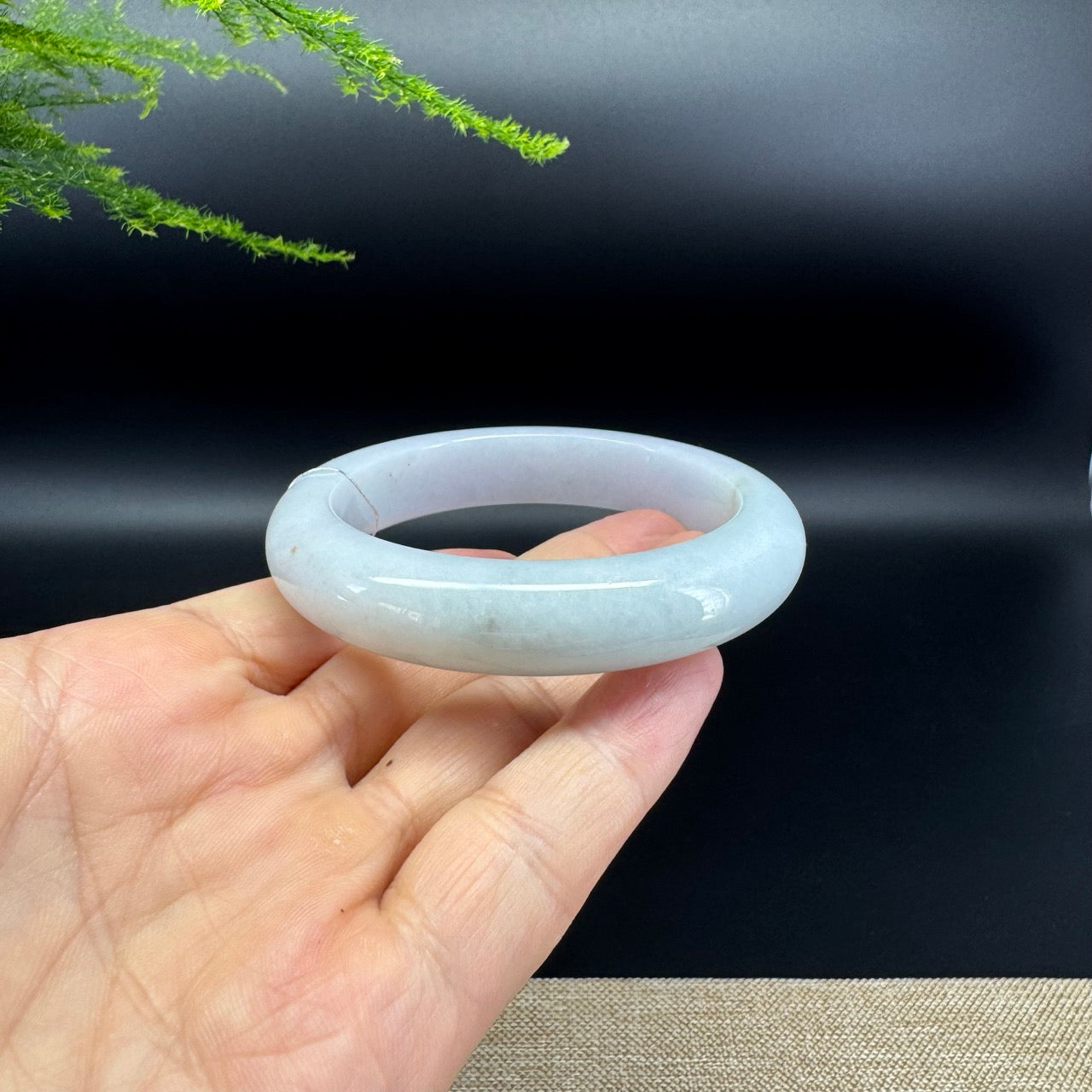 Genuine Burmese Lavender Green Jade Jadeite Bangle Bracelet ( 56.5mm )