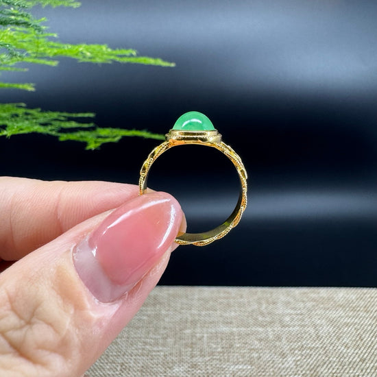 RealJade® "Signature Signet" 18K Yellow Gold Green Jadeite Jade Diamonds  Ring