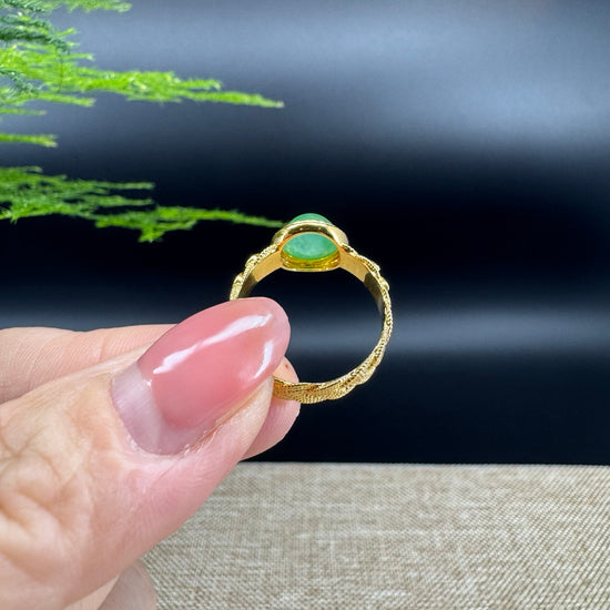 RealJade® "Signature Signet" 18K Yellow Gold Green Jadeite Jade Diamonds  Ring