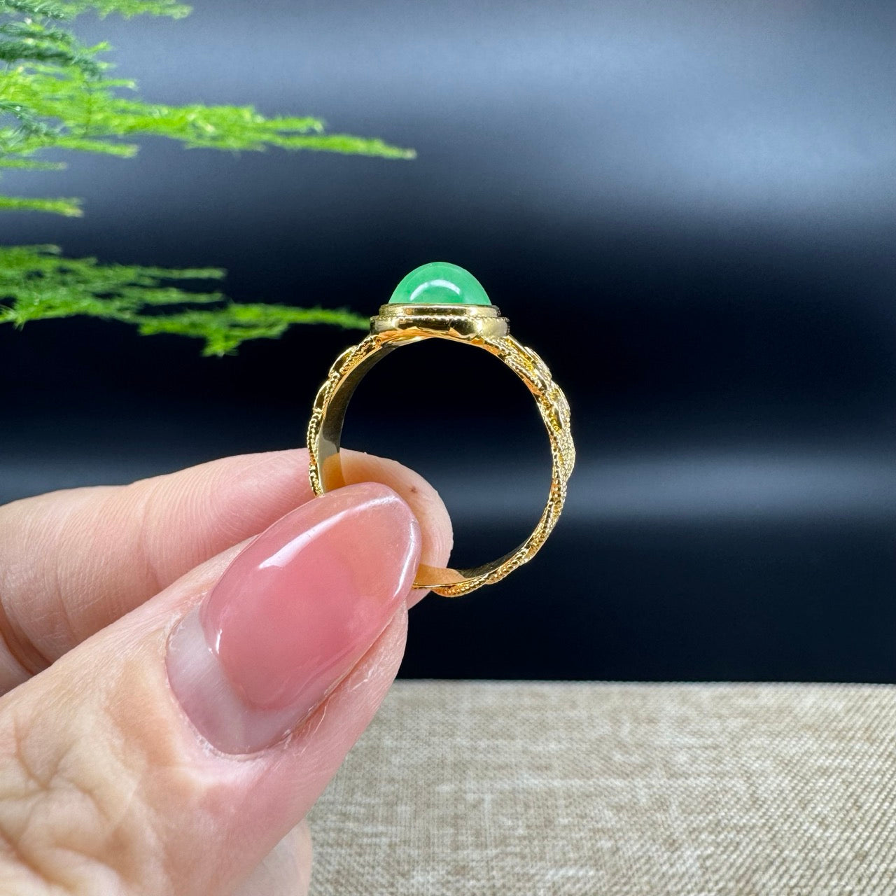 RealJade® "Signature Signet" 18K Yellow Gold Green Jadeite Jade Diamonds  Ring