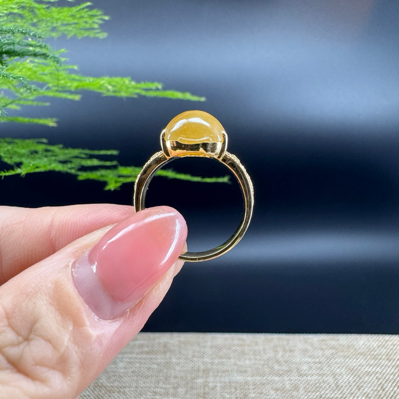 RealJade® "Signature Signet" 18K Yellow Gold Honey Yellow Jadeite Jade Diamonds  Pig Ring