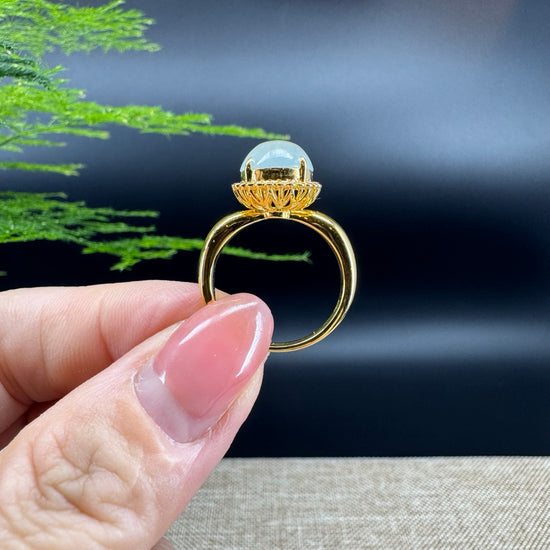 RealJade® "Signature Signet" 18K Yellow Gold Icy Jadeite Jade Diamonds Ring