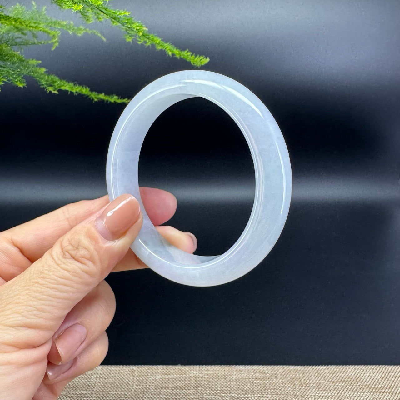 Genuine Burmese Lavender Green Jade Jadeite Bangle Bracelet ( 56.1mm )