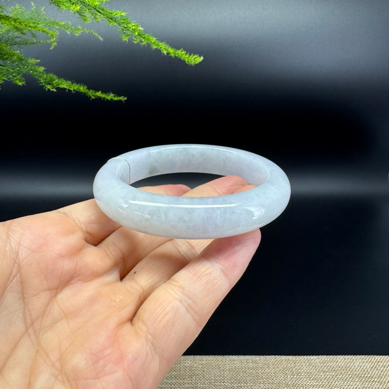 Genuine Burmese Lavender Green Jade Jadeite Bangle Bracelet ( 56.1mm )