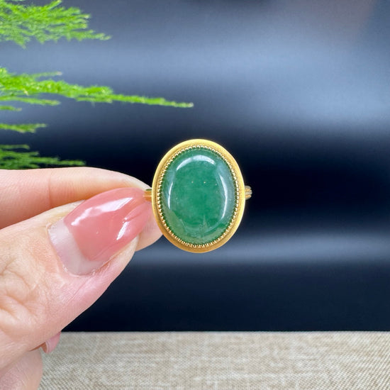 RealJade® "Signature Signet" 18K Yellow Gold  Imperial Jadeite Jade Classic Ring