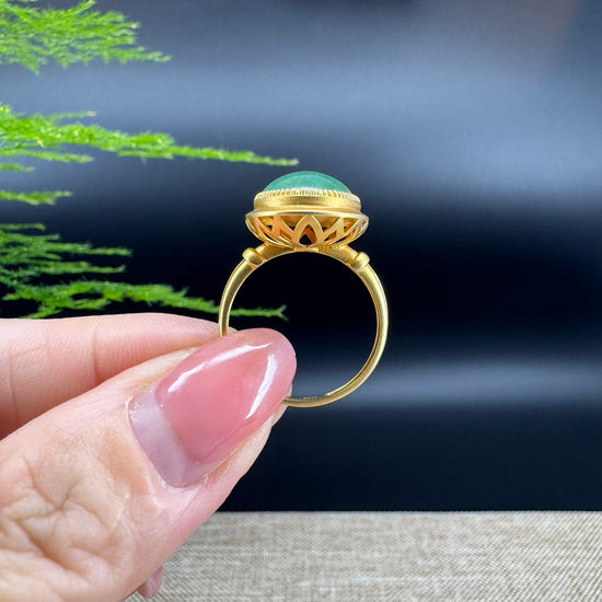 RealJade® "Signature Signet" 18K Yellow Gold  Imperial Jadeite Jade Classic Ring