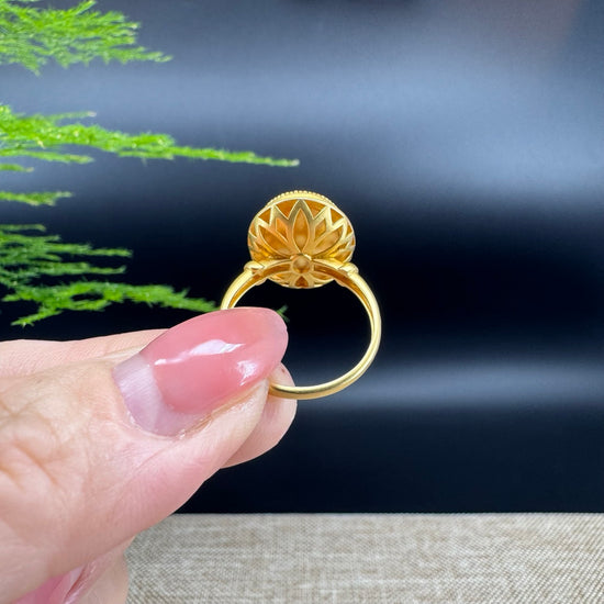 RealJade® "Signature Signet" 18K Yellow Gold  Imperial Jadeite Jade Classic Ring